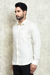 Buy_Arihant Rai Sinha_Cream Linen Plain Yarn Dyed Shirt _Online_at_Aza_Fashions