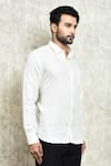 Shop_Arihant Rai Sinha_Cream Linen Plain Yarn Dyed Shirt _Online_at_Aza_Fashions