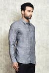 Shop_Arihant Rai Sinha_Grey Linen Plain Yarn Dyed Solid Shirt _Online_at_Aza_Fashions