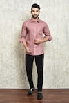 Buy_Arihant Rai Sinha_Purple Linen Plain Full Sleeve Shirt _at_Aza_Fashions