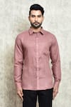 Arihant Rai Sinha_Purple Linen Plain Full Sleeve Shirt _Online_at_Aza_Fashions