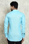 Shop_Arihant Rai Sinha_Blue Linen Dyed Yarn Short Kurta _at_Aza_Fashions