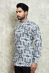 Buy_Arihant Rai Sinha_White Linen Printed Digital Geometric Short Kurta _Online_at_Aza_Fashions