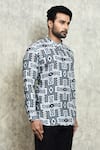 Shop_Arihant Rai Sinha_White Linen Printed Digital Geometric Short Kurta _Online_at_Aza_Fashions