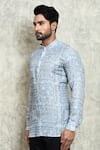 Buy_Arihant Rai Sinha_Grey Linen Printed Digital Kurta _Online_at_Aza_Fashions