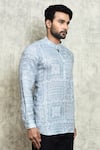 Shop_Arihant Rai Sinha_Grey Linen Printed Digital Kurta _Online_at_Aza_Fashions