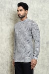 Buy_Arihant Rai Sinha_Black Linen Printed Digital Short Kurta _Online_at_Aza_Fashions