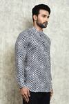 Shop_Arihant Rai Sinha_Black Linen Printed Digital Short Kurta _Online_at_Aza_Fashions