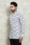 Buy_Arihant Rai Sinha_Black Linen Printed Digital Short Kurta _Online_at_Aza_Fashions