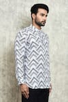 Shop_Arihant Rai Sinha_Black Linen Printed Digital Short Kurta _Online_at_Aza_Fashions