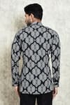 Shop_Arihant Rai Sinha_Black Linen Printed Digital Long Sleeve Short Kurta _at_Aza_Fashions