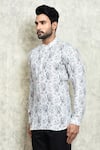 Buy_Arihant Rai Sinha_White Linen Printed Digital Floral Short Kurta _Online_at_Aza_Fashions