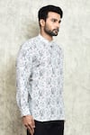 Shop_Arihant Rai Sinha_White Linen Printed Digital Floral Short Kurta _Online_at_Aza_Fashions