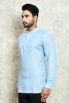 Buy_Arihant Rai Sinha_Blue Linen Printed Digital Dyed Short Kurta _Online_at_Aza_Fashions