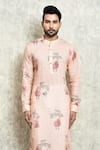 Buy_Arihant Rai Sinha_Orange Linen Printed Tree And Animal Kurta_Online_at_Aza_Fashions