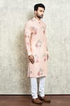 Shop_Arihant Rai Sinha_Orange Linen Printed Tree And Animal Kurta_Online_at_Aza_Fashions