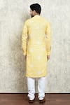Shop_Arihant Rai Sinha_Yellow Linen Embroidery Mughal Print Kurta_at_Aza_Fashions