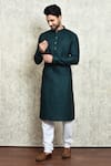 Buy_Arihant Rai Sinha_Green Linen Yarn Dyed Long Kurta _at_Aza_Fashions