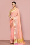 Buy_Nazaakat by Samara Singh_Pink Saree Chanderi Silk Woven Geometric And Paisley With Running Blouse_at_Aza_Fashions
