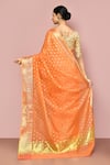 Shop_Nazaakat by Samara Singh_Orange Saree Chanderi Silk Woven Abstract With Running Blouse_at_Aza_Fashions