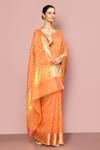Buy_Nazaakat by Samara Singh_Orange Saree Chanderi Silk Woven Abstract With Running Blouse_Online_at_Aza_Fashions