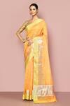Buy_Nazaakat by Samara Singh_Orange Saree Chanderi Silk Woven Tear Drop With Running Blouse_at_Aza_Fashions