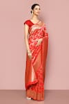 Buy_Nazaakat by Samara Singh_Red Saree Banarasi Silk Woven Floral Jaal And Vintage Pattern With Running Blouse_Online_at_Aza_Fashions