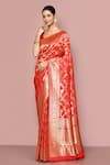 Buy_Nazaakat by Samara Singh_Red Saree Banarasi Silk Woven Floral Jaal And Paisley Pattern With Running Blouse_at_Aza_Fashions