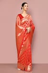 Buy_Nazaakat by Samara Singh_Red Saree Banarasi Silk Woven Floral Jaal And Paisley Pattern With Running Blouse_Online_at_Aza_Fashions