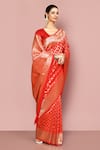 Buy_Nazaakat by Samara Singh_Red Saree Banarasi Silk Woven Floral Jaal And Vintage Pattern With Running Blouse_Online_at_Aza_Fashions