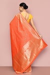 Shop_Nazaakat by Samara Singh_Orange Saree Banarasi Silk Woven Fleur De Lis Pattern With Running Blouse_at_Aza_Fashions