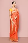 Buy_Nazaakat by Samara Singh_Orange Saree Banarasi Silk Woven Fleur De Lis Pattern With Running Blouse_Online_at_Aza_Fashions