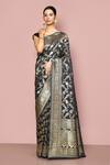 Buy_Nazaakat by Samara Singh_Black Saree Banarasi Silk Woven Floral Jaal And Paisley With Running Blouse_at_Aza_Fashions