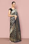 Buy_Nazaakat by Samara Singh_Black Saree Banarasi Silk Woven Floral Jaal And Paisley With Running Blouse_Online_at_Aza_Fashions