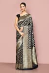 Buy_Nazaakat by Samara Singh_Black Saree Banarasi Silk Woven Floral Jaal And Vintage With Running Blouse_at_Aza_Fashions