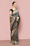 Buy_Nazaakat by Samara Singh_Black Saree Banarasi Silk Woven Floral Jaal And Vintage With Running Blouse_Online_at_Aza_Fashions