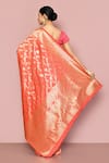 Shop_Nazaakat by Samara Singh_Orange Saree Banarasi Silk Woven Floral Pattern With Running Blouse_at_Aza_Fashions