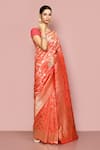 Buy_Nazaakat by Samara Singh_Orange Saree Banarasi Silk Woven Floral Pattern With Running Blouse_Online_at_Aza_Fashions