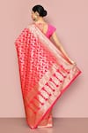 Shop_Nazaakat by Samara Singh_Pink Saree Banarasi Silk Woven Floral Jaal Work With Running Blouse_at_Aza_Fashions