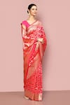 Buy_Nazaakat by Samara Singh_Pink Saree Banarasi Silk Woven Floral Jaal Work With Running Blouse_Online_at_Aza_Fashions
