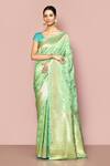 Buy_Nazaakat by Samara Singh_Green Saree Banarasi Silk Woven Floral Work With Running Blouse_at_Aza_Fashions