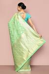 Shop_Nazaakat by Samara Singh_Green Saree Banarasi Silk Woven Floral Work With Running Blouse_at_Aza_Fashions