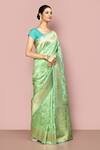 Buy_Nazaakat by Samara Singh_Green Saree Banarasi Silk Woven Floral Work With Running Blouse_Online_at_Aza_Fashions