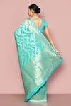Shop_Nazaakat by Samara Singh_Blue Saree Banarasi Silk Woven Floral Jaal Work With Running Blouse_at_Aza_Fashions