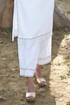 Buy_BO Tree_White Cotton Embroidery, Lace Split Follow Your Heart Organic Kurta With Salwar _Online_at_Aza_Fashions