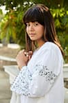 BO Tree_White Cotton Embroidery V-neck Day Dreamer Organic Kurta With Pant _Online_at_Aza_Fashions