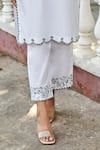 Buy_BO Tree_White Cotton Embroidery V-neck Day Dreamer Organic Kurta With Pant _Online_at_Aza_Fashions