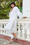 Shop_BO Tree_White Cotton Embroidery V-neck Day Dreamer Organic Kurta With Pant _Online_at_Aza_Fashions