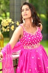 Buy_Rashika Sharma_Pink Kurta Nyasa Silk Hand Embroidery Beads Tear Drop Raya Tunic Gharara Set _Online_at_Aza_Fashions