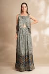 Buy_Chaashni by Maansi and Ketan_Grey Silk Printed Floral Square Jumpsuit With Jacket _at_Aza_Fashions